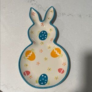 Temptations by Tara Cream Bunny Plate with Floral Accents